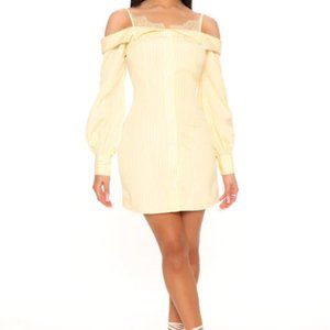 NWT* Fashion Nova - Sippin' Moet Mini Dress - Yellow